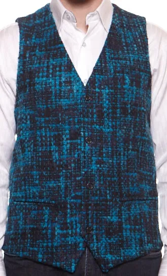 Navy and Aqua Woven Vest