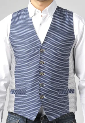 Navy and Silver Vest with Jacquard Box Design