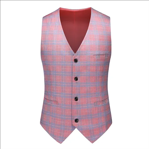 New Men Checkered Suit Vest Large Size 6XL Business Wedding Party Casual Waistcoat  Slim Fit Tops