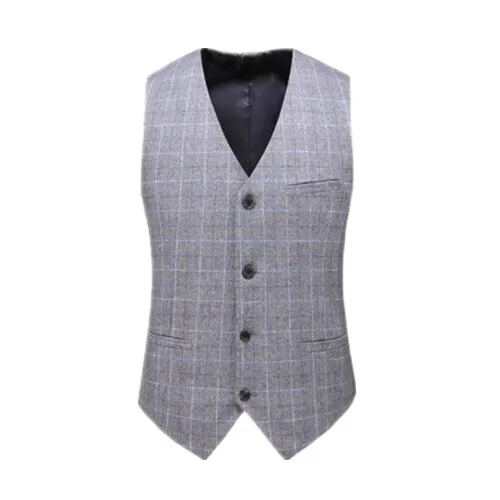 New Men Checkered Suit Vest Large Size 6XL Business Wedding Party Casual Waistcoat  Slim Fit Tops