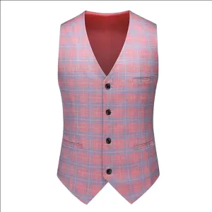 New Men Checkered Suit Vest Large Size 6XL Business Wedding Party Casual Waistcoat  Slim Fit Tops