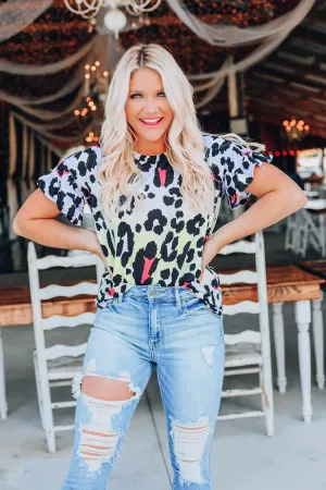 Ombre Cheetah Print Top - Neon