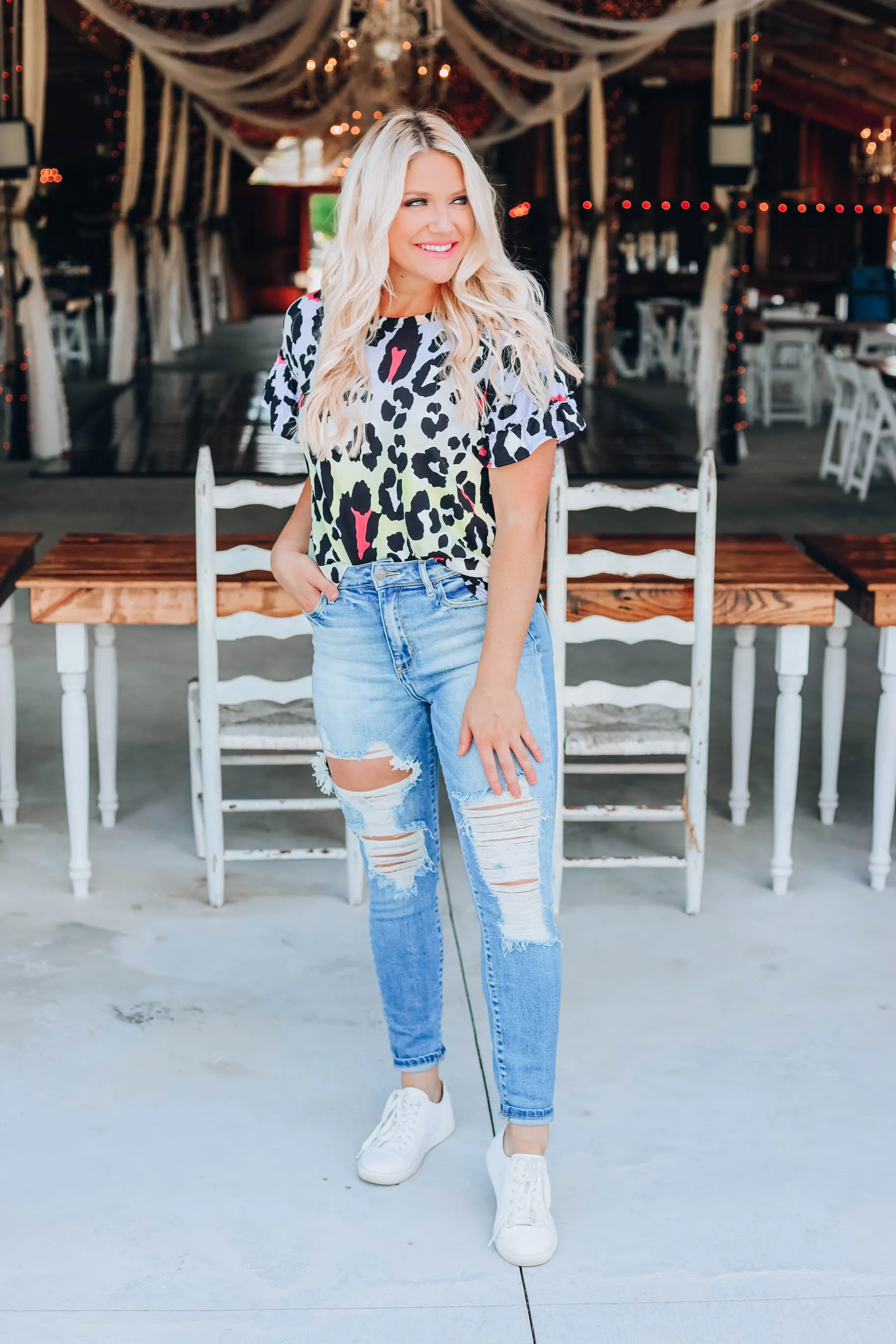 Ombre Cheetah Print Top - Neon