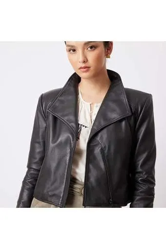 ONCE WAS CHIARA LEATHER JACKET - BLACK