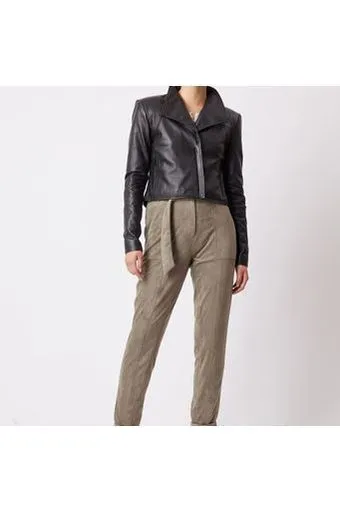 ONCE WAS CHIARA LEATHER JACKET - BLACK