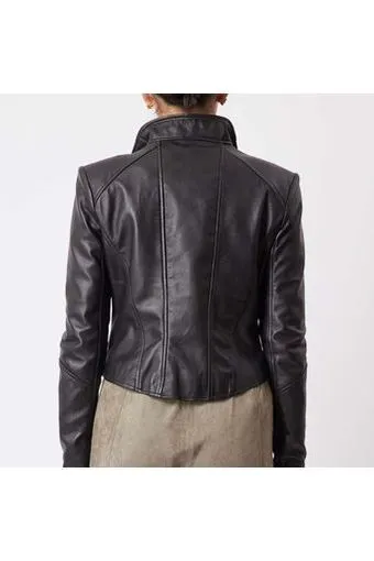ONCE WAS CHIARA LEATHER JACKET - BLACK