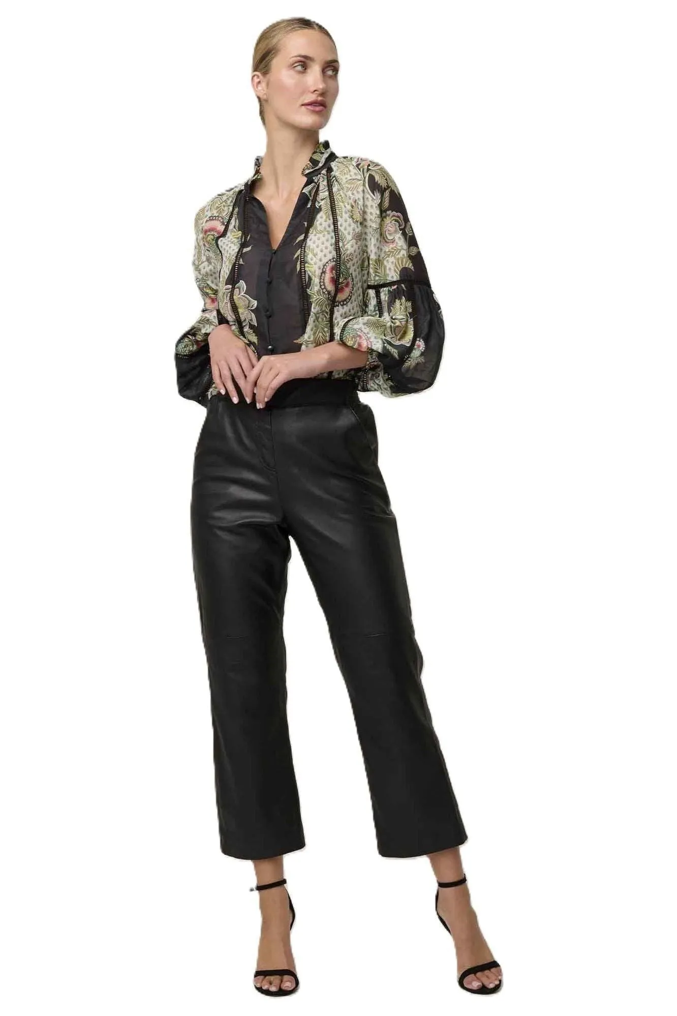 ONCE WAS MONTOYA LEATHER STRAIGHT LEG PANT - ONYX