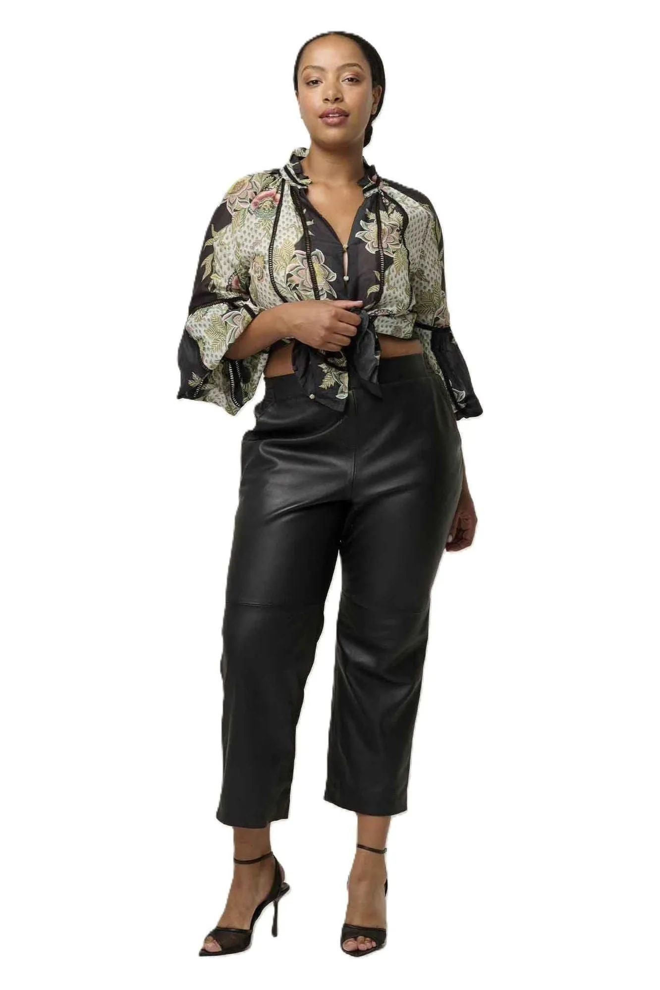 ONCE WAS MONTOYA LEATHER STRAIGHT LEG PANT - ONYX