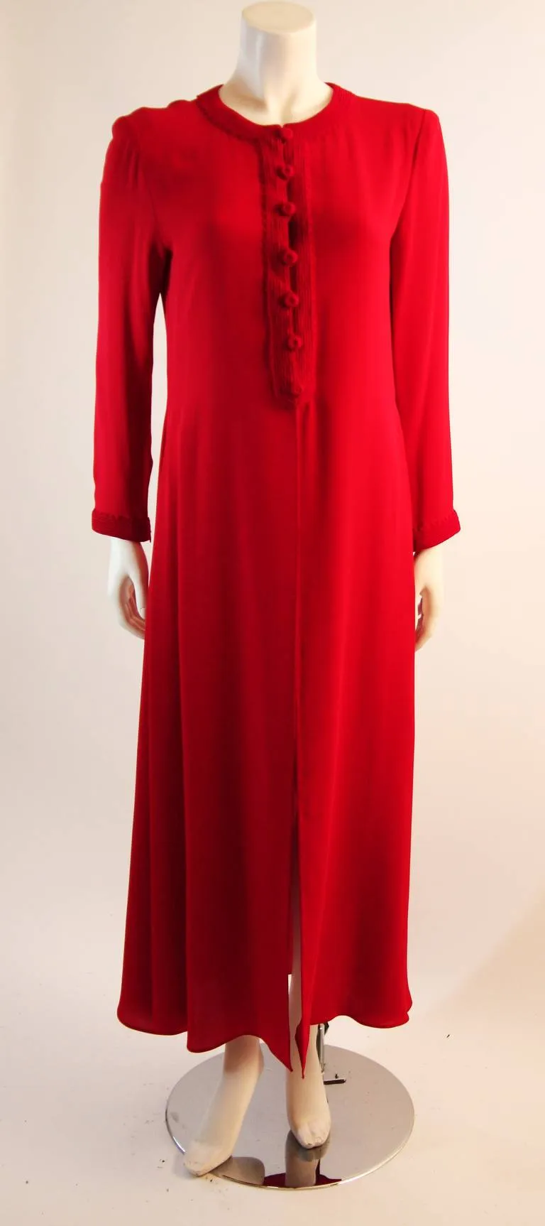 OSCAR DE LA RENTA Kaftan Inspired Red Silk 2 pc Pant Suit