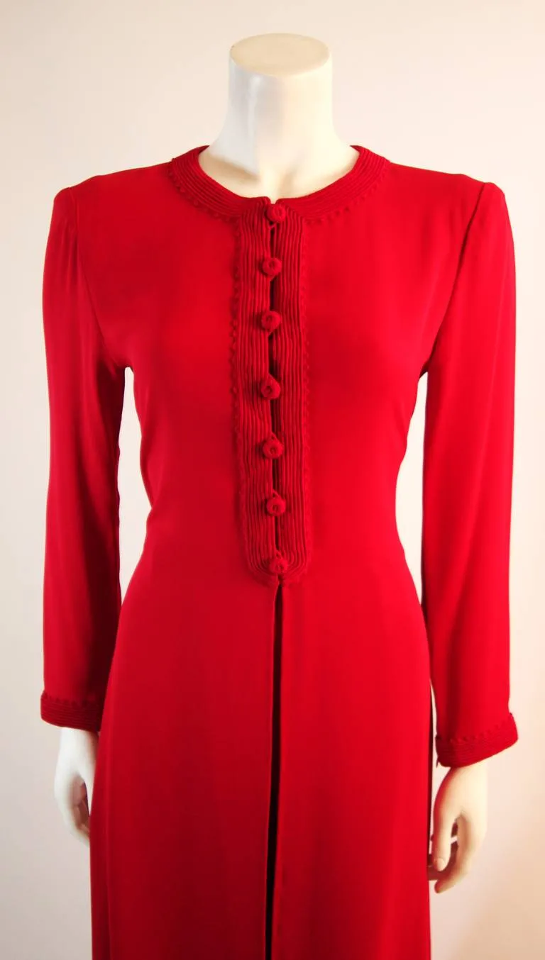 OSCAR DE LA RENTA Kaftan Inspired Red Silk 2 pc Pant Suit