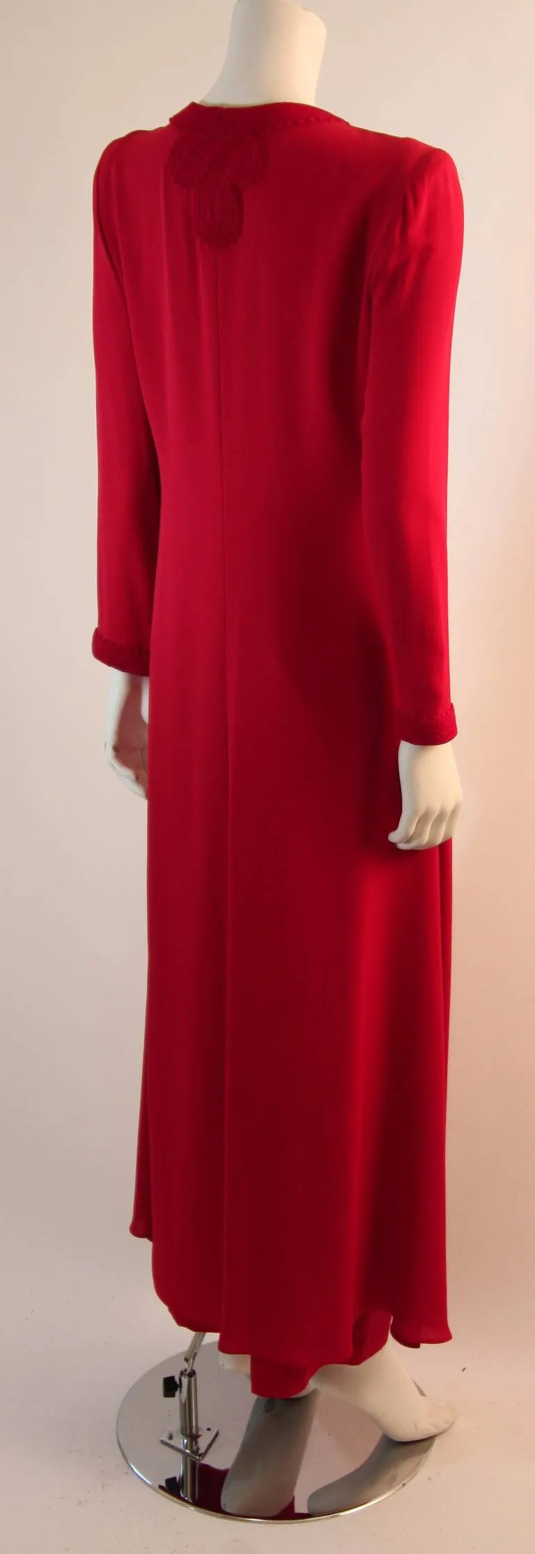 OSCAR DE LA RENTA Kaftan Inspired Red Silk 2 pc Pant Suit