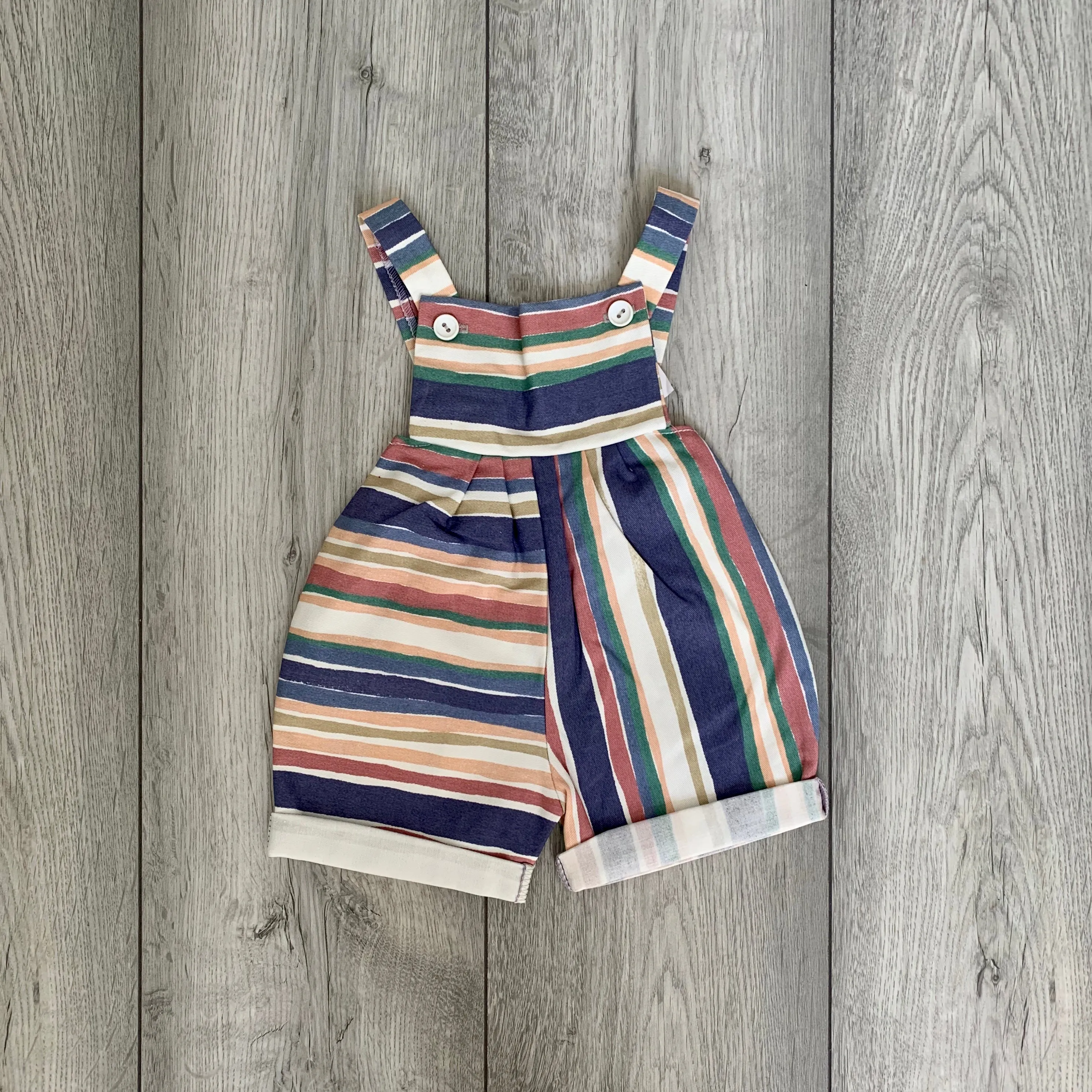 Pastel Toned Striped Unisex Summer Playsuit