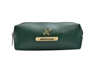 Personalized Vegan Leather Unisex Pencil Pouch - Olive Green