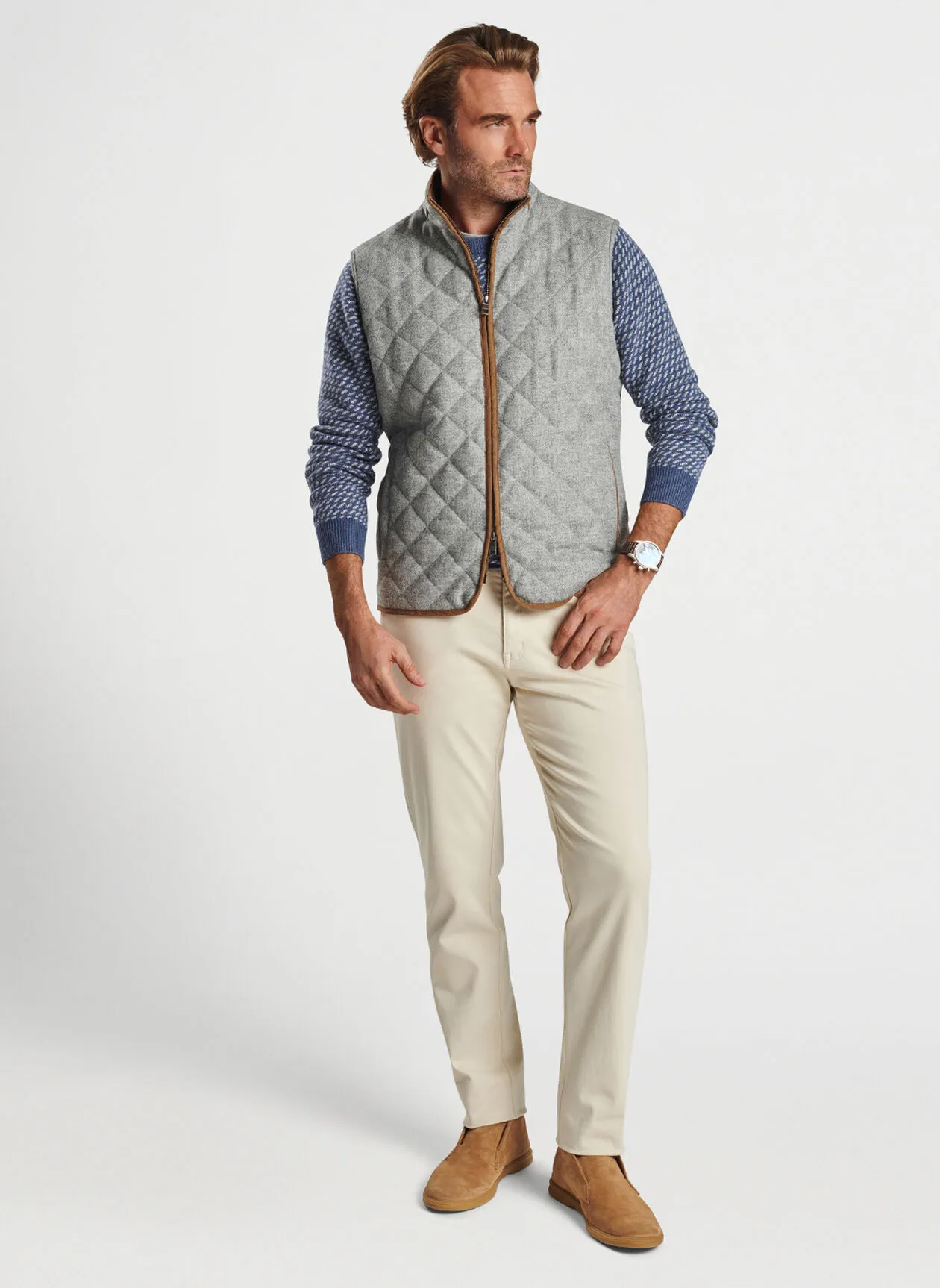 Peter Millar Mens Classic Fit Essex Wool Vest - GALE GREY