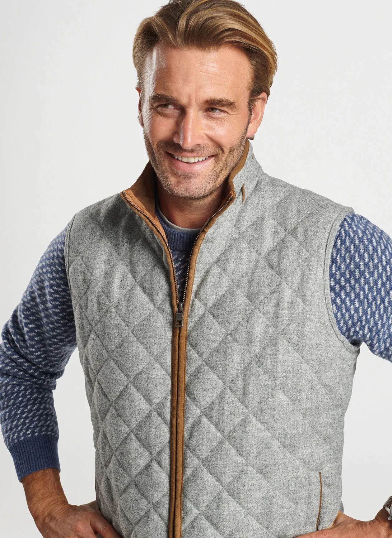 Peter Millar Mens Classic Fit Essex Wool Vest - GALE GREY