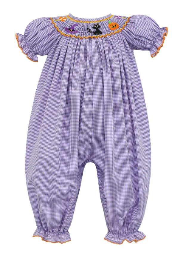 Petit Bebe Smocked Halloween Long Romper