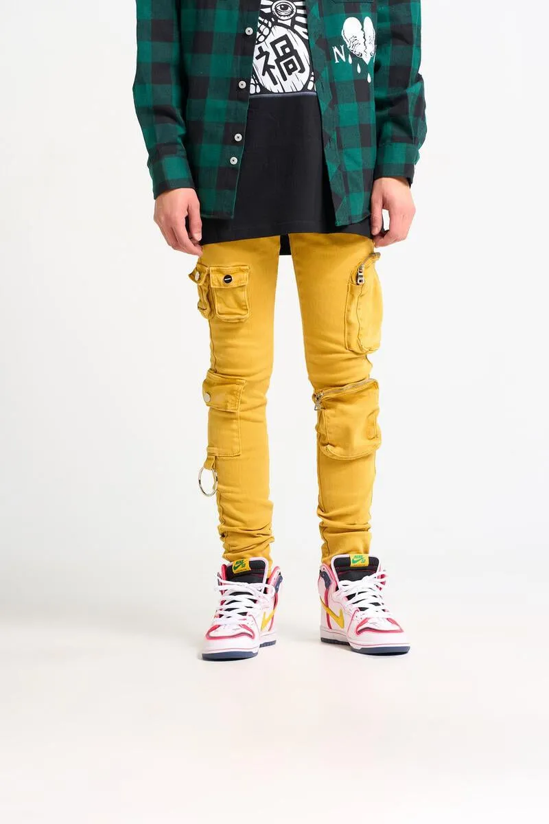 PHEELINGS  "APPRECIATE THE MOMENT" CARGO DENIM (DARK YELLOW)