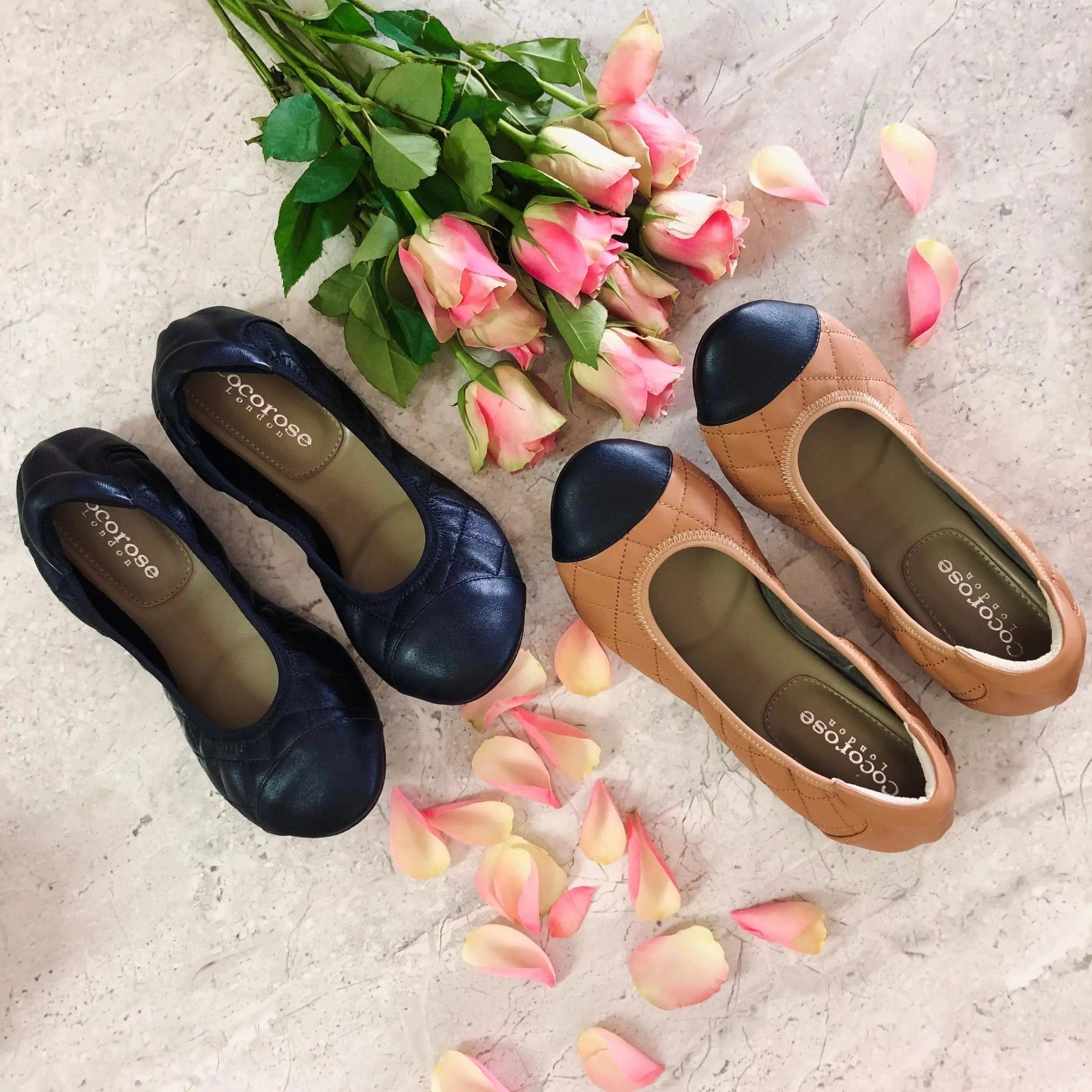 Piccadilly - Quilted Black Ballerinas