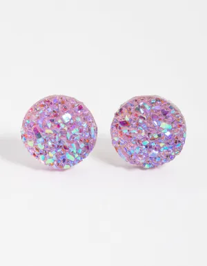 Pink Crackle Texture Stud Earrings
