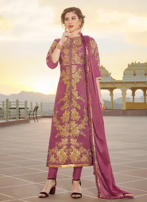 Pink Embroidered Designer Pant Style Suit