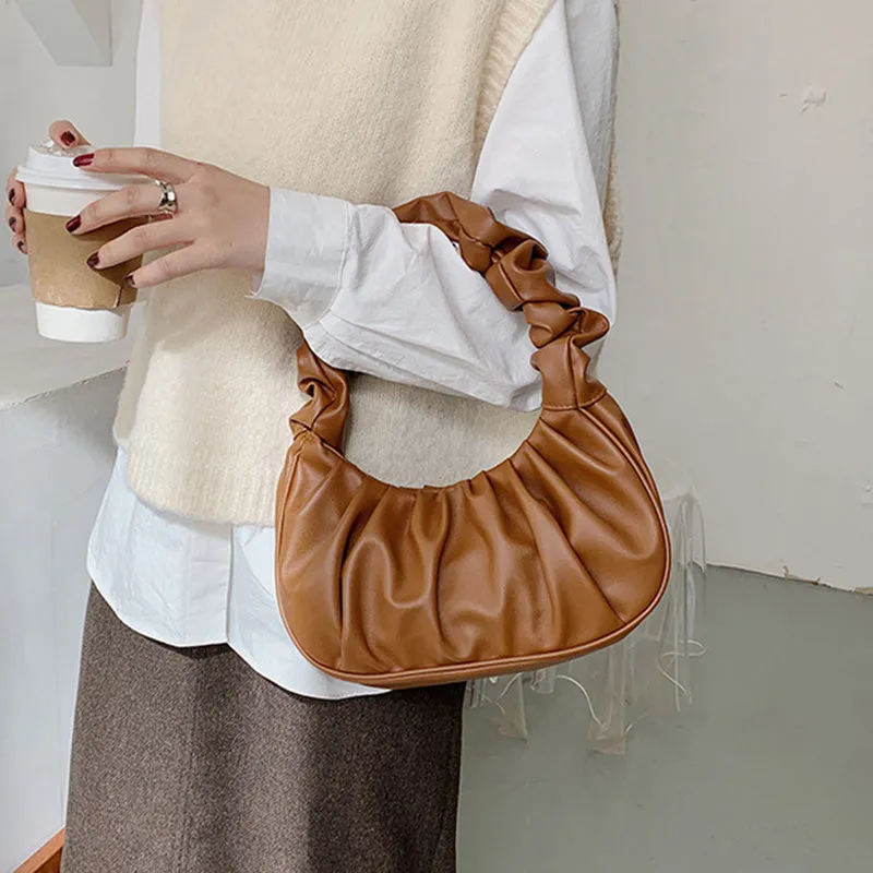 Pleated Baguette Shoulder Portable Bag