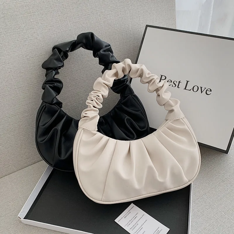 Pleated Baguette Shoulder Portable Bag