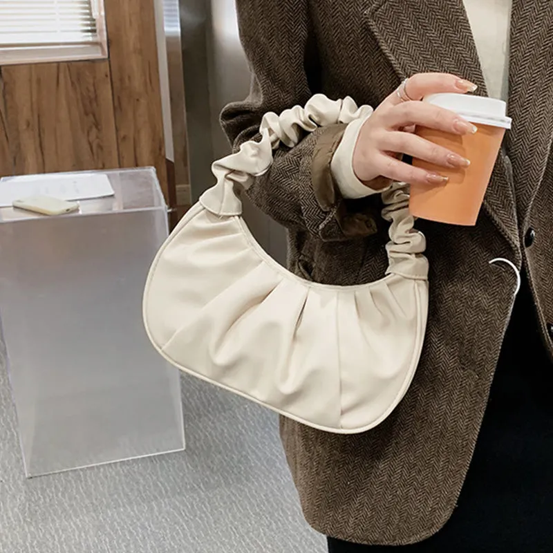 Pleated Baguette Shoulder Portable Bag