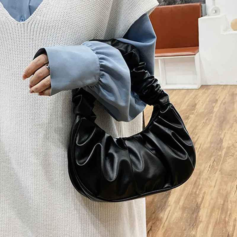 Pleated Baguette Shoulder Portable Bag