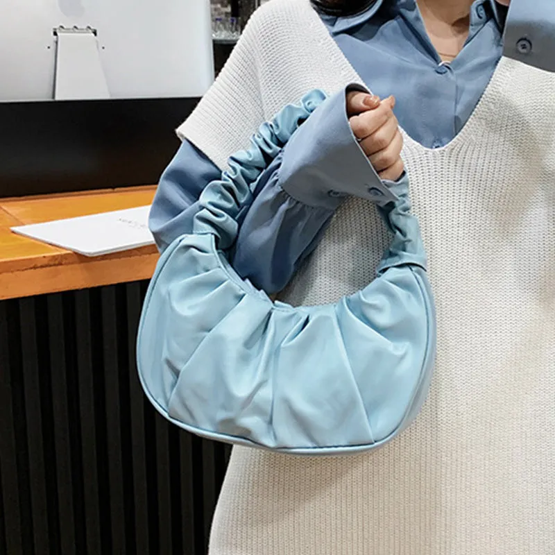 Pleated Baguette Shoulder Portable Bag