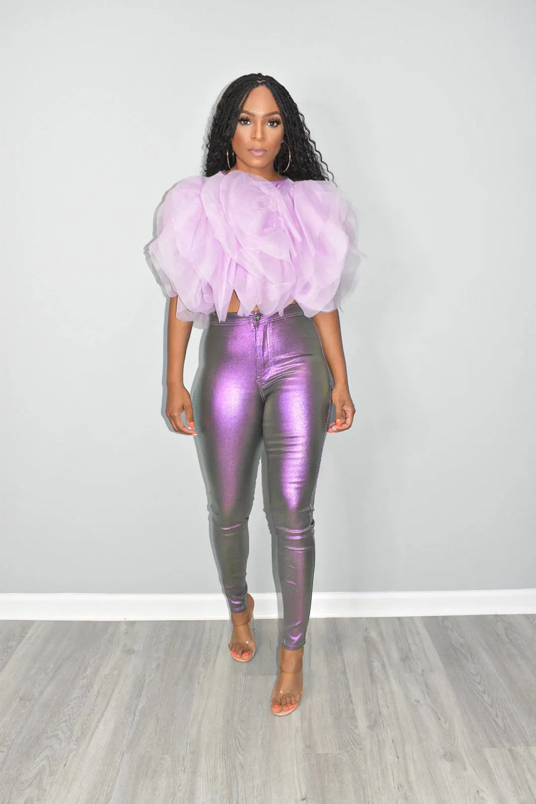 POPPIN Purple Metallic Jeans