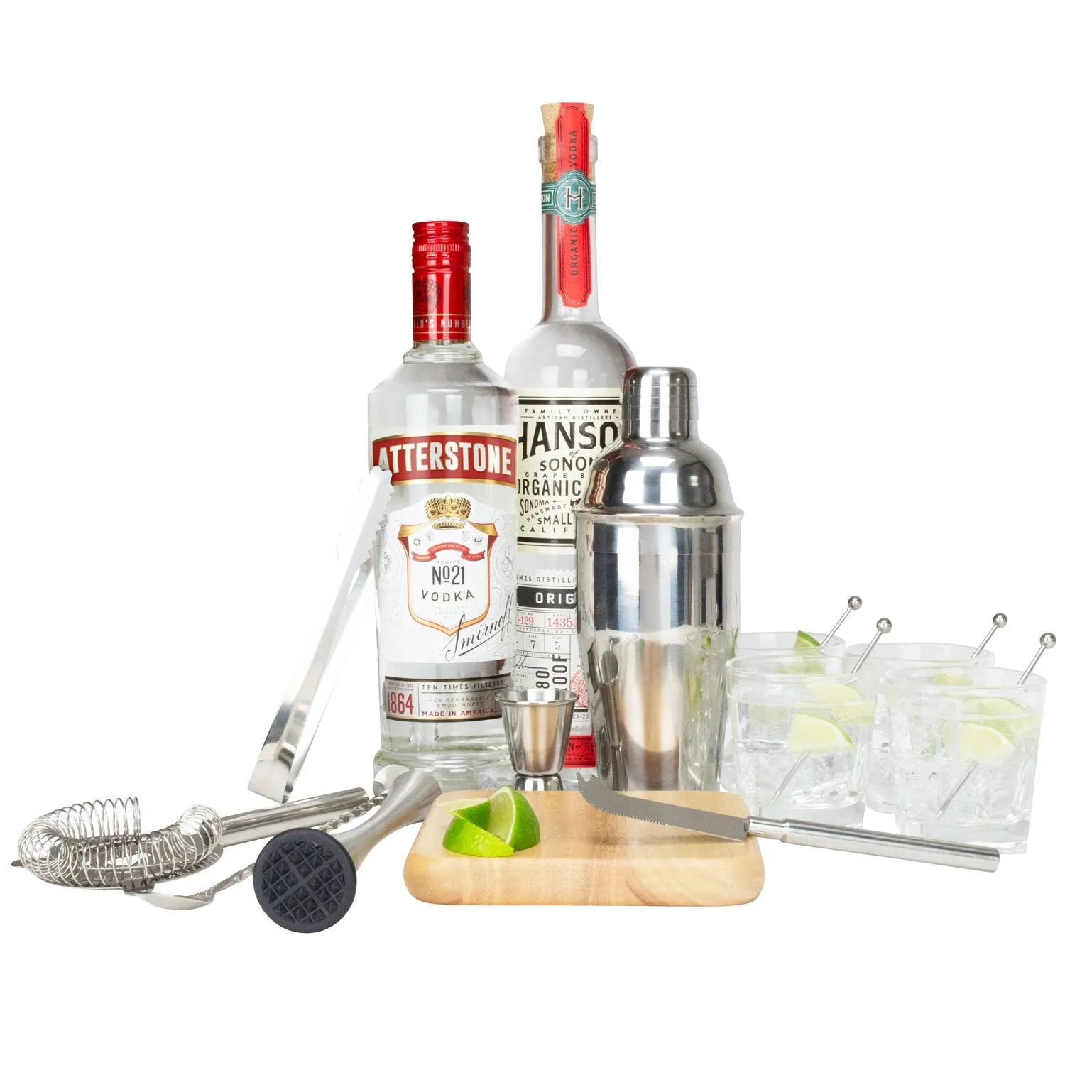 Premium 17-Piece Portable Barware Set with Travel Cocktail Bar Box