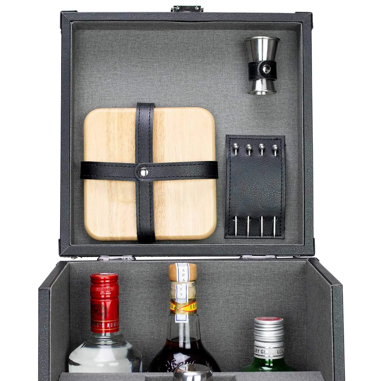 Premium 17-Piece Portable Barware Set with Travel Cocktail Bar Box