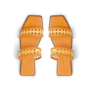 Provence-Tan Leather Double Band Slides