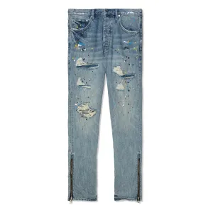 Purple Brand Light Indigo Zipper Paint Repair Pants