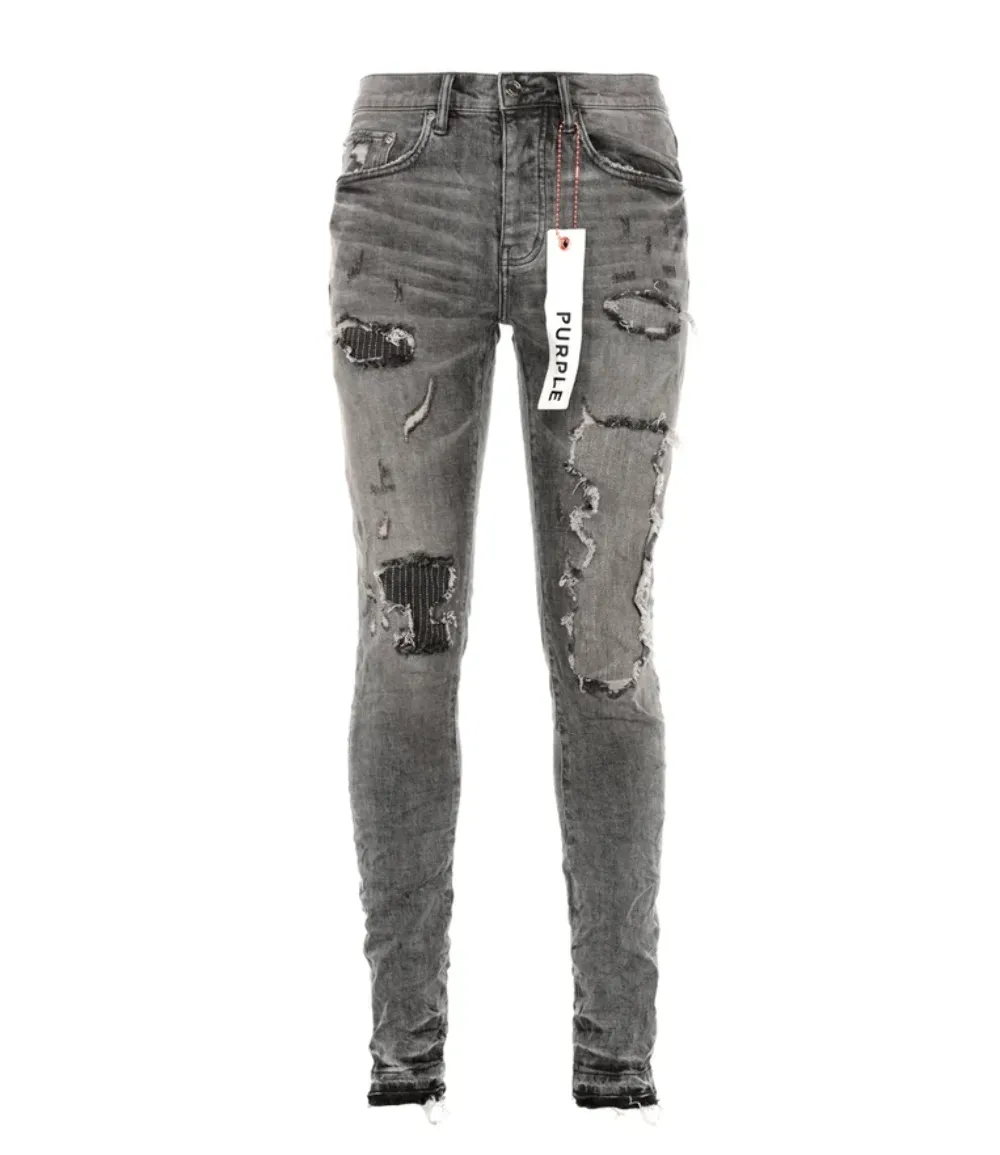Purple Brand Stitch Patch Repair Jeans Grey P001-LGSR422