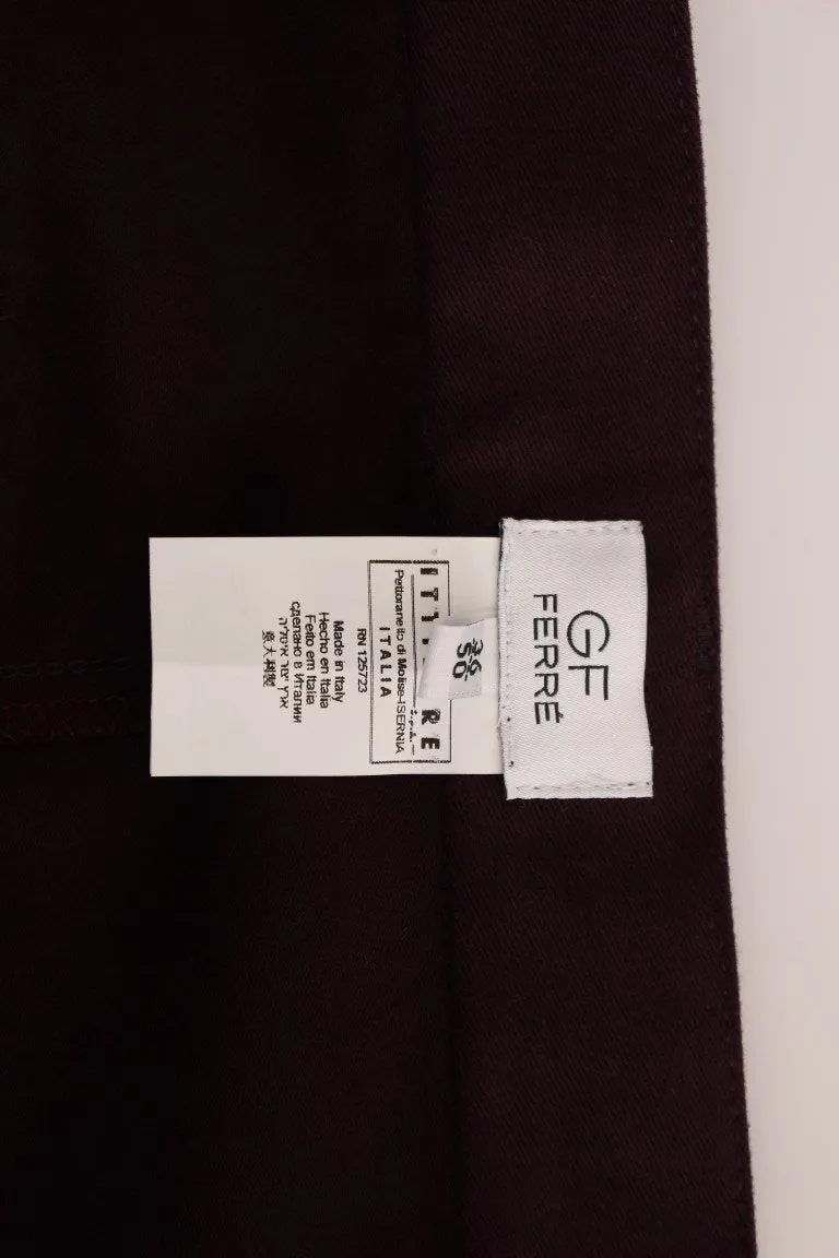 Purple Cotton Straight Fit Casual Pants