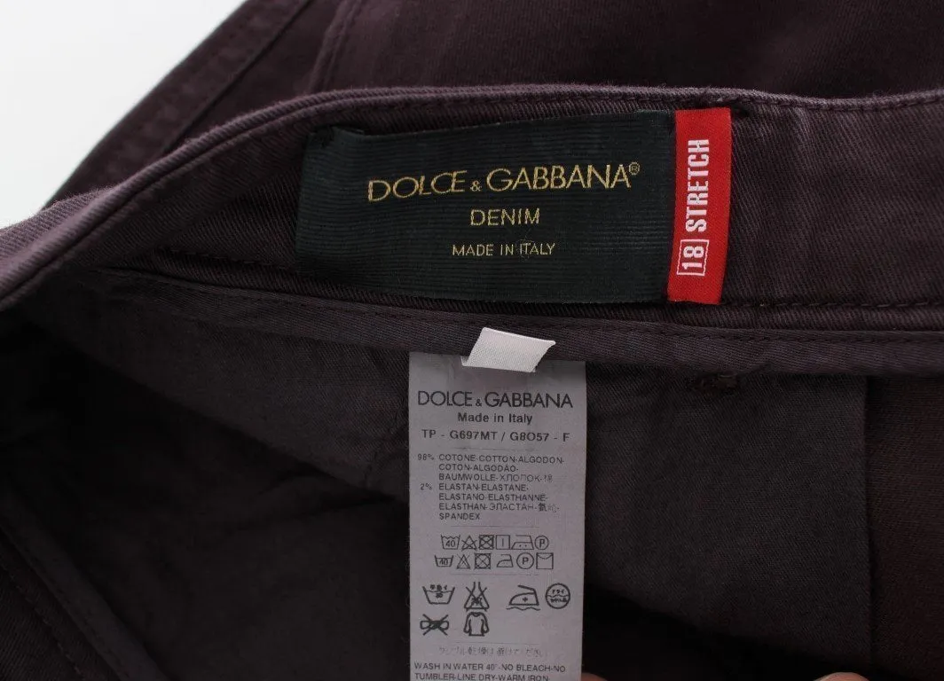 Purple Cotton Stretch Slim Chinos Jeans