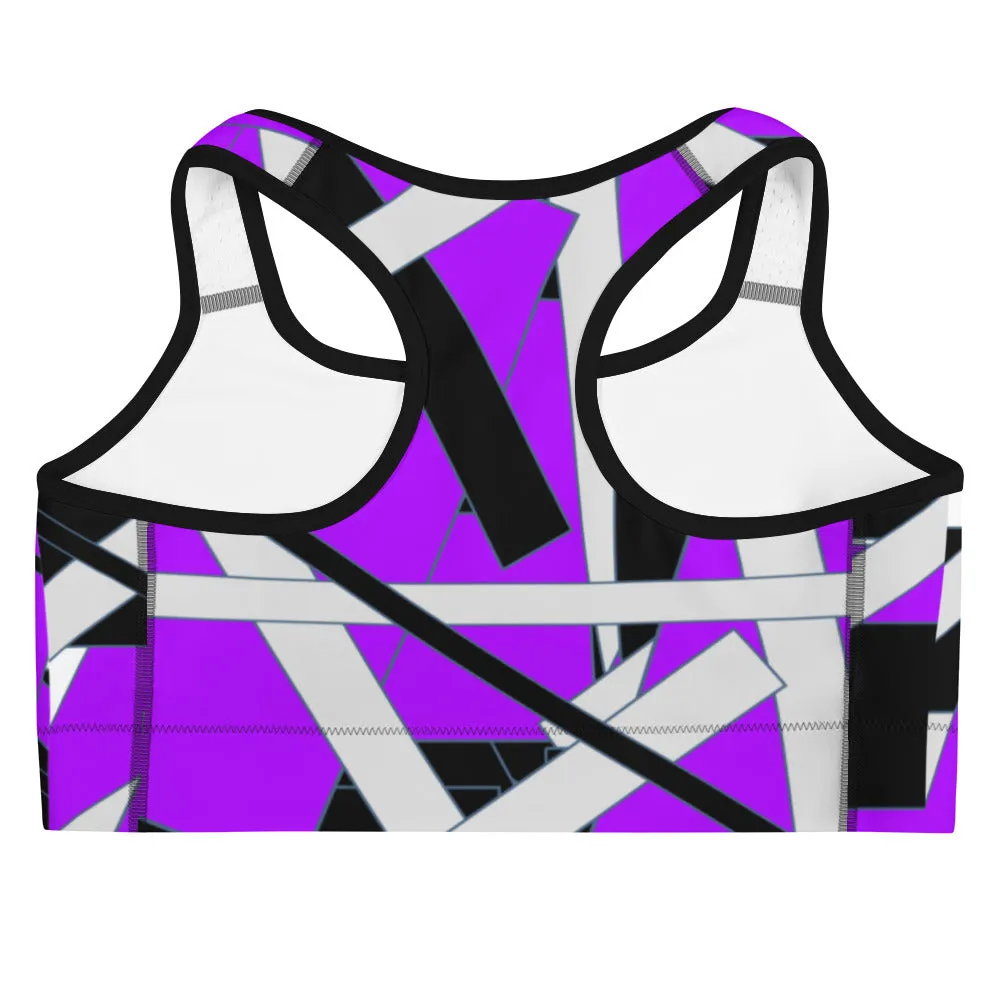 Purple Geometric Sports bra