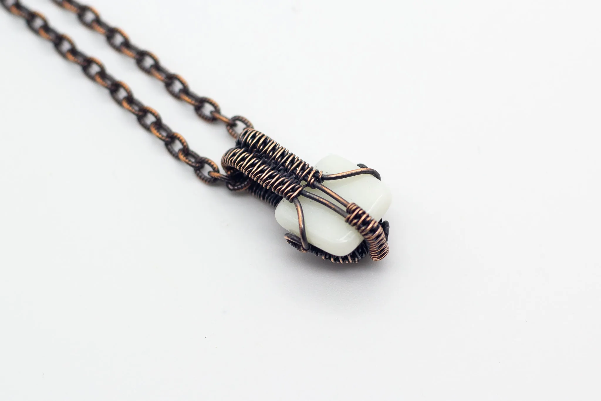 Purple Mini Pendant with Copper Wire Wrapping