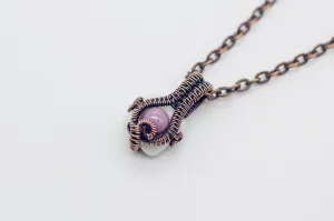 Purple Mini Pendant with Copper Wire Wrapping