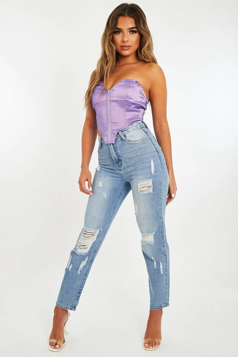 Purple Taffeta Sheen Finish Corset Top - Arami