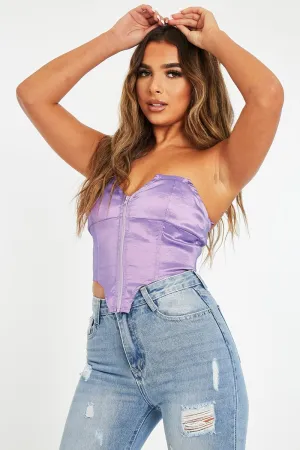 Purple Taffeta Sheen Finish Corset Top - Arami