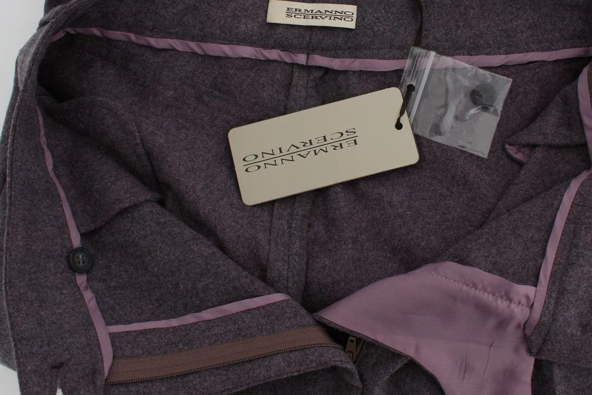 Purple Wool Stretch Dress Pants