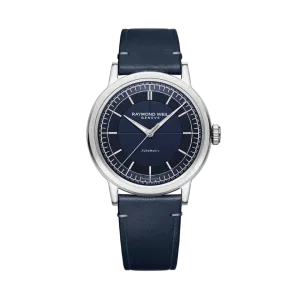 Raymond Weil Millesime Men's Automatic Blue Leather Strap Watch 39.5mm