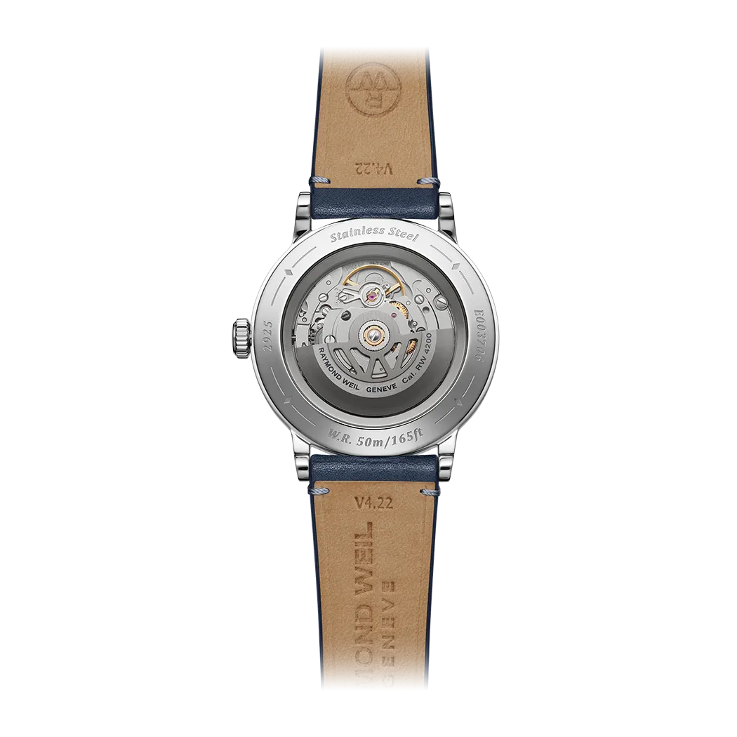 Raymond Weil Millesime Men's Automatic Blue Leather Strap Watch 39.5mm