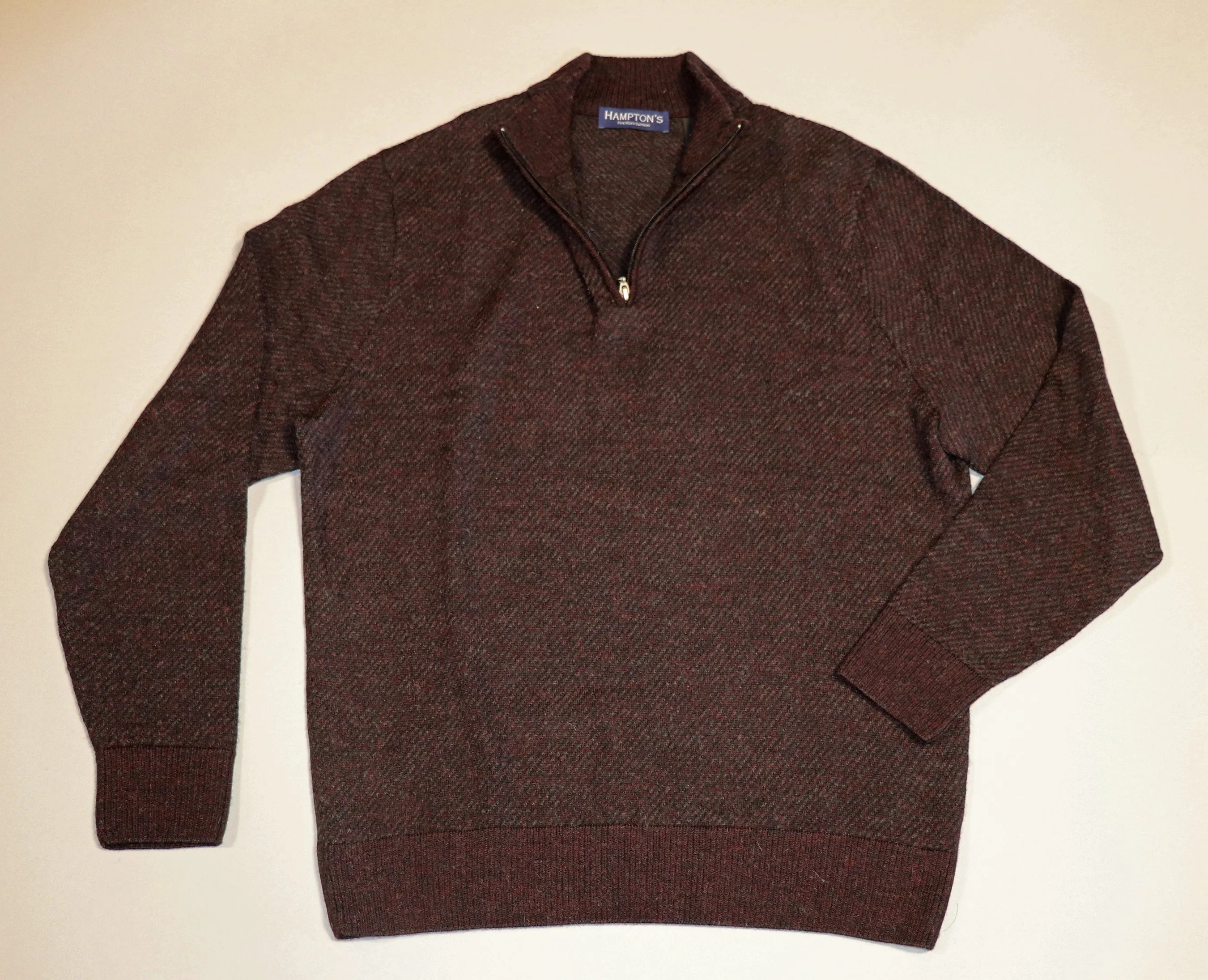 Royal Alpaca Diagonal Stripe Quarter Zip