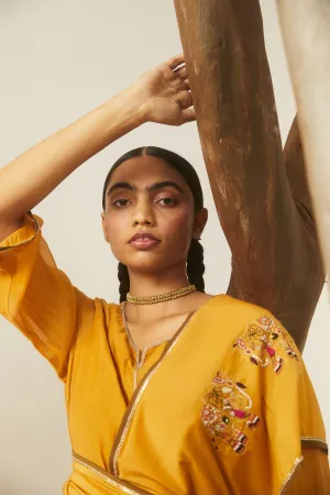 Sarang Kaur Casa Loma Mango Hathi Stole Cotton silk Bareeki SK01216