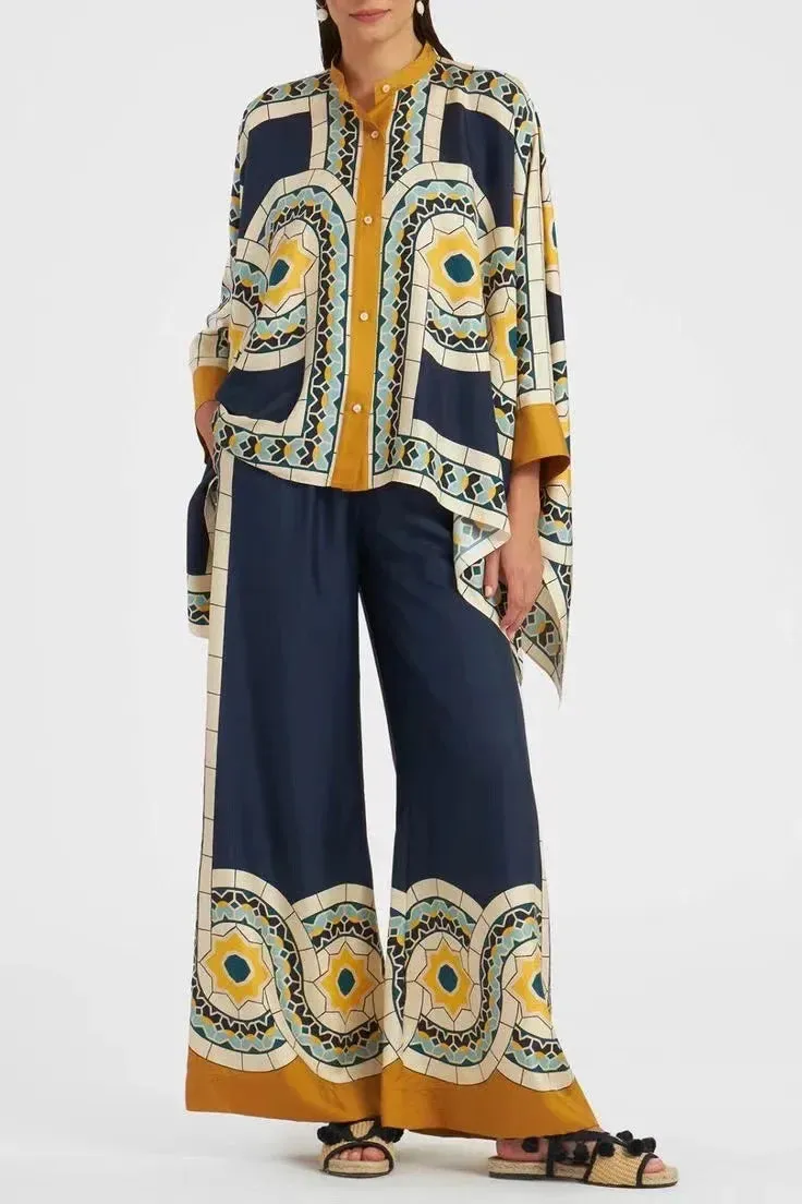 Satin Print Two Piece Set