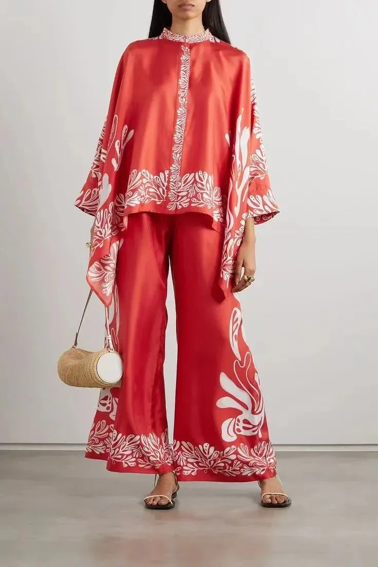 Satin Print Two Piece Set