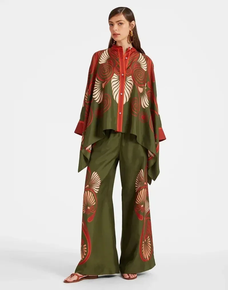 Satin Print Two Piece Set
